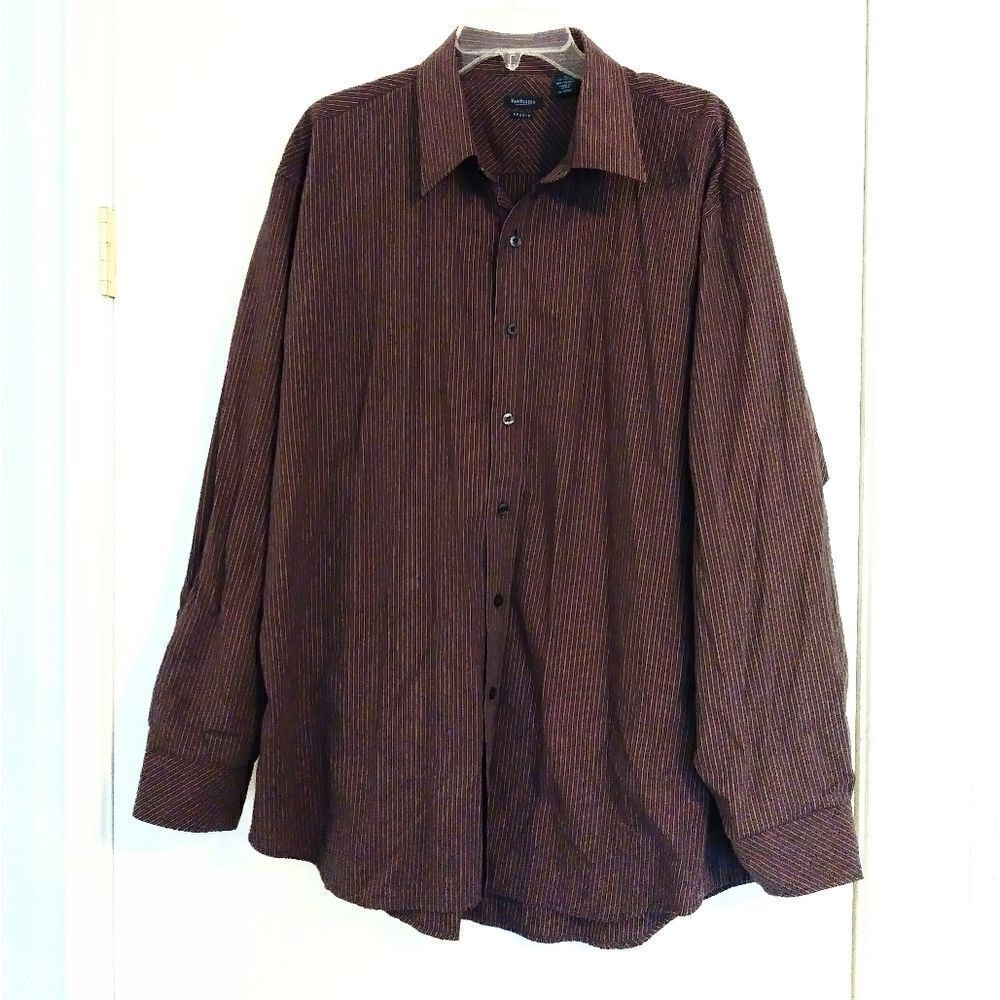 Van Heusen Red-Brown Vertically Striped Shirt